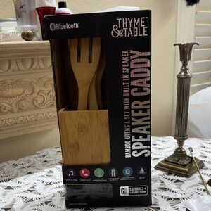 Thyme and Table 6 PC Speaker Caddy Bamboo Utensil Set Bluetooth Speaker